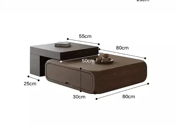 Table basse rétro en bois massif avec rangement