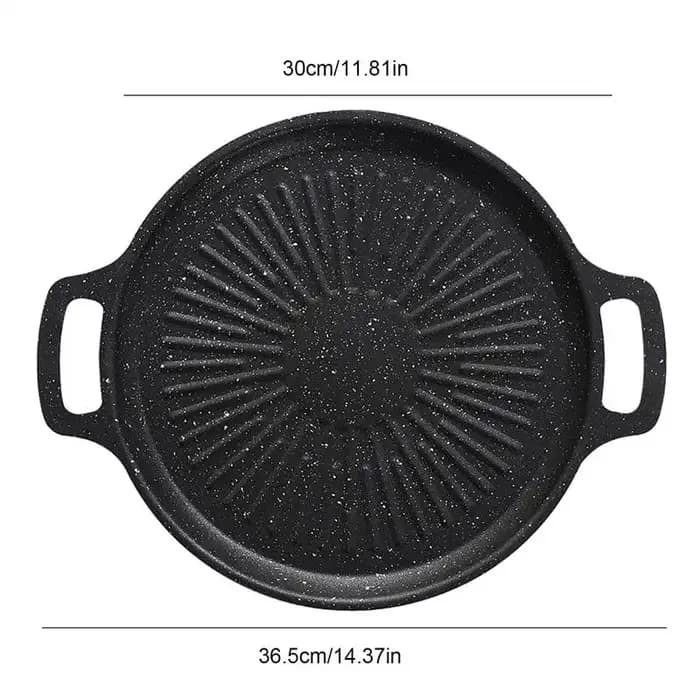 Poêle à Barbecue ronde coréenne, ustensiles de cuisson de Camping en plein air, plateau épais en fonte, poêle à frire de cuisine antiadhésive