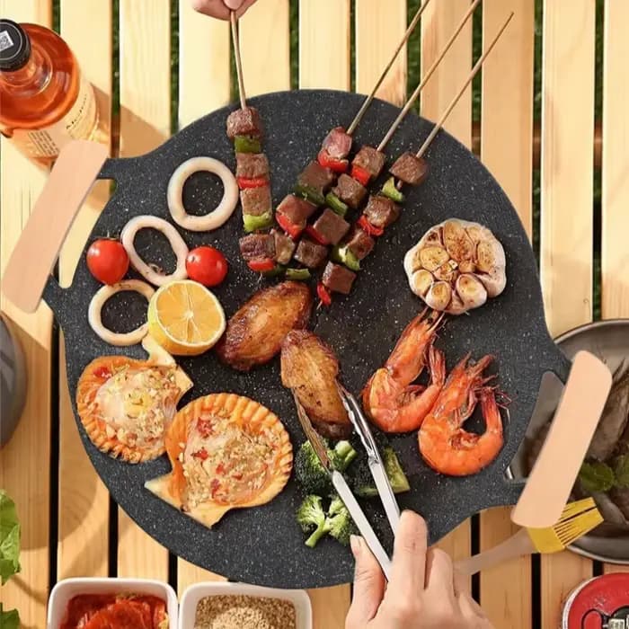 JUSTINLAU antiadhésif Barbecue plat gril poêle ronde