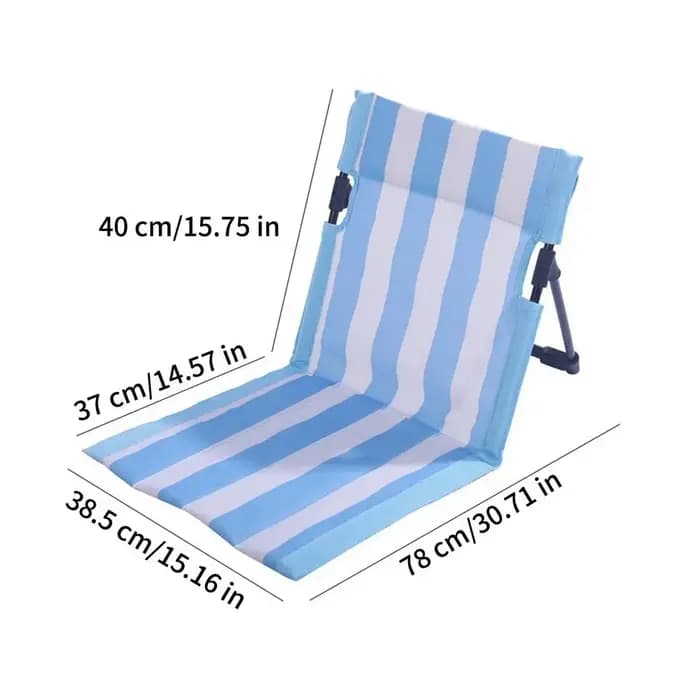 Chaise longue de plage pliable à rayures avec support lombaire