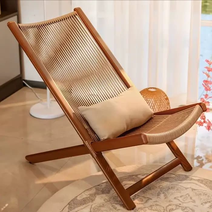 Rotin balcon Chaise pliante jardin inclinable Camping plage