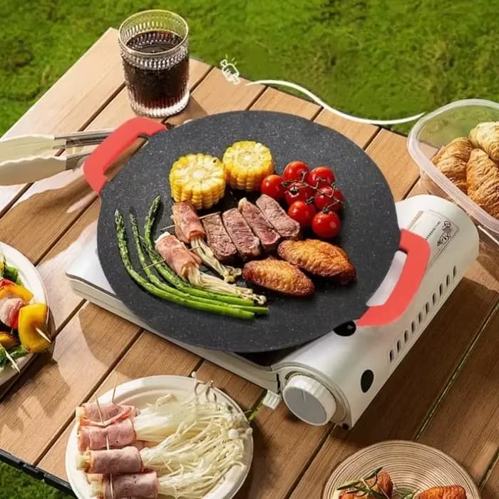 JUSTINLAU antiadhésif Barbecue plat gril poêle ronde