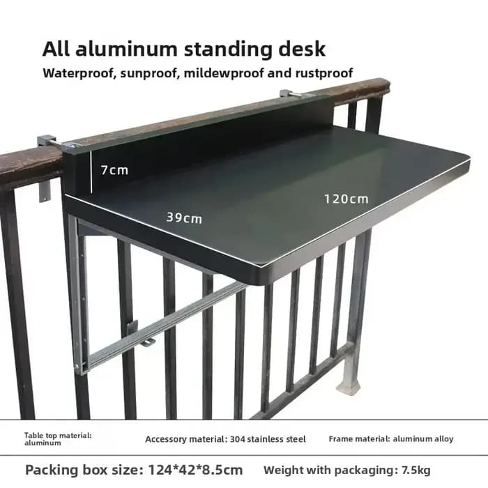 Table suspendue de balcon pliante