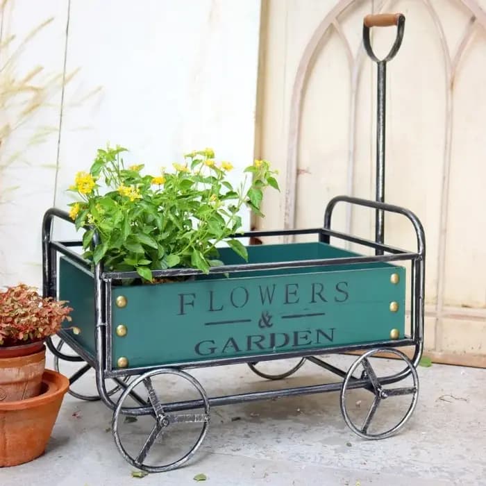 Chariot de jardin en fer forgé pour plantes d'extérieur