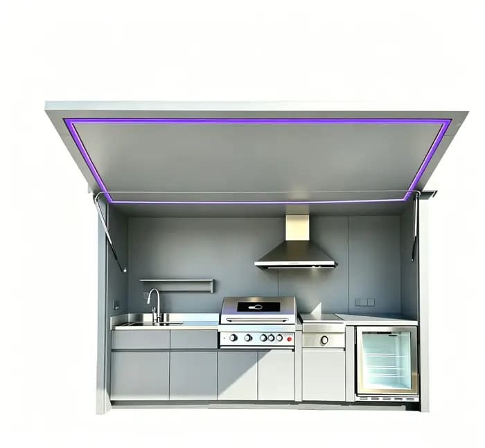 Meubles de cuisine extérieurs modernes et élégants avec configuration barbecue complète