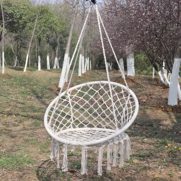 Hamac suspendu, chaise suspendue en corde de coton avec coussin et kit de fixation, chaises suspendu