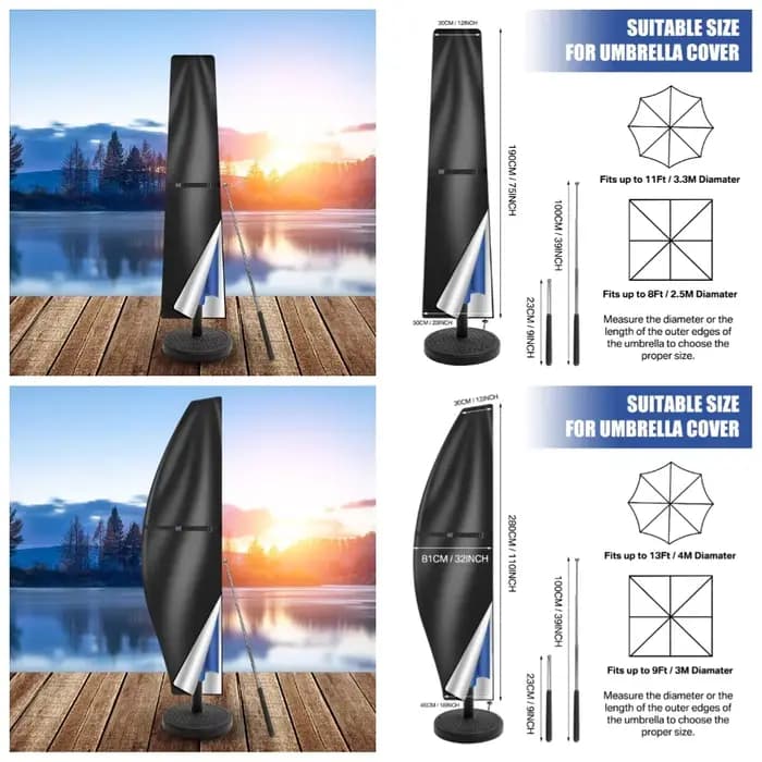 Housse de protection imperméable pour parasol cantilever d'extérieur