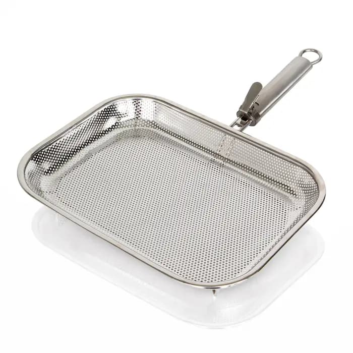 TastyWay Panier de cuisson carré perforé en acier inoxydable pour barbecue