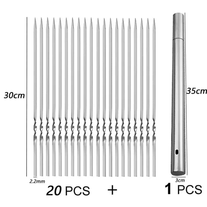 Brochettes de Barbecue réutilisables en acier inoxydable