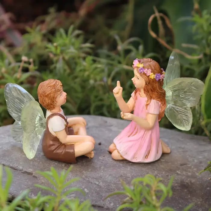 2 pièces mignon murmur fée jardin résine artisanat ornements de table