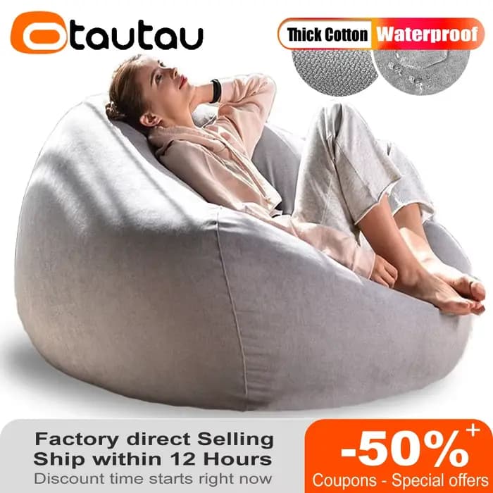 OTAUTAU épais imperméable coton pouf couverture sans remplissage extérieur Pouf chaise pouf bouffée