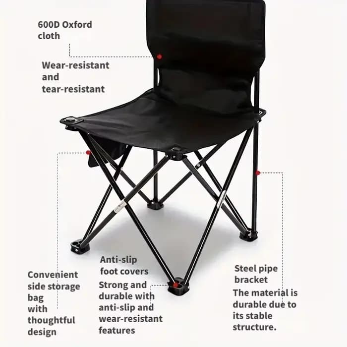 Chaise pliable d'extérieur, chaise de Camping avec poche latérale, chaises de pique-nique en tissu O