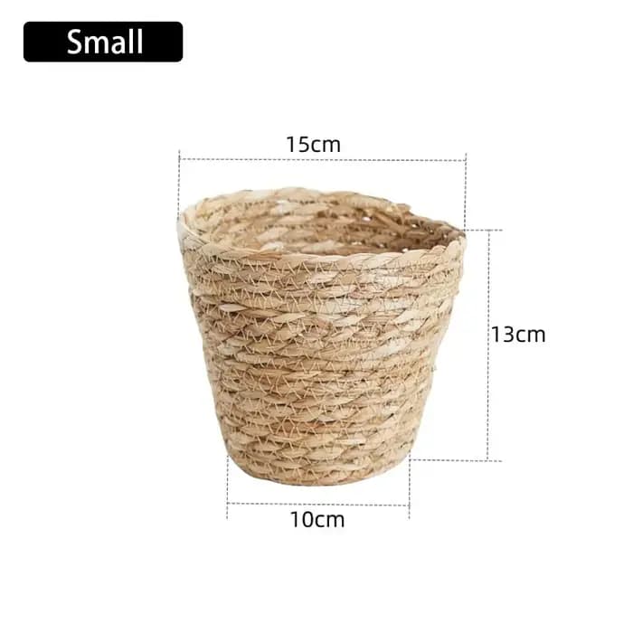 1 pièces pour Terraces de jardin Pot de fleur panier rotin paille meubles décoration herbe tissé Pot de fleurs