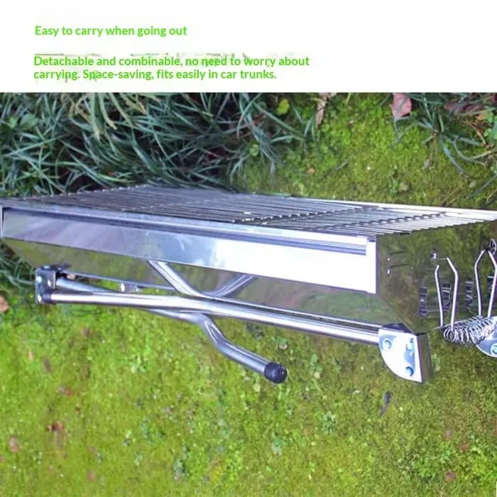 Barbecue portable pliable en acier inoxydable, grand barbecue au charbon de bois, barbecue familial pour le camping en plein air, barbecue de jardin