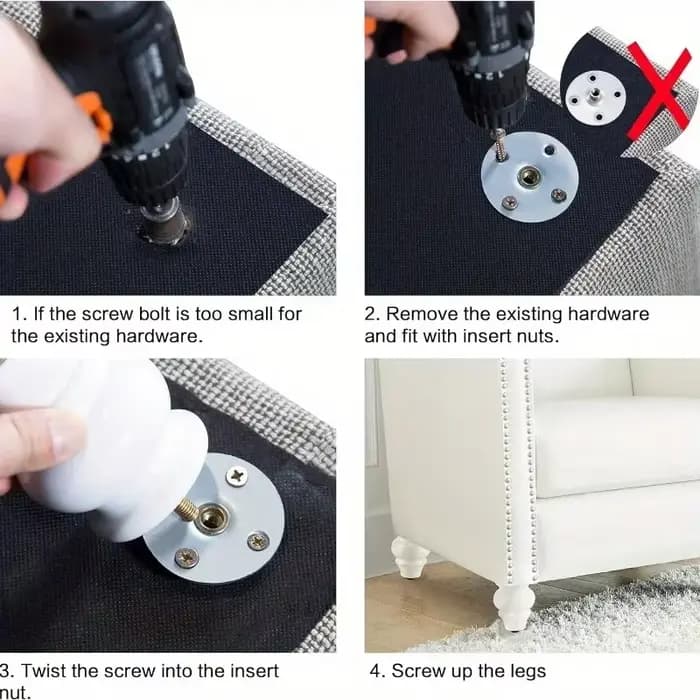 Pieds de Meubles en Bois Massif de Style Européen, Raccords de Remplacement pour Table Basse, Meuble
