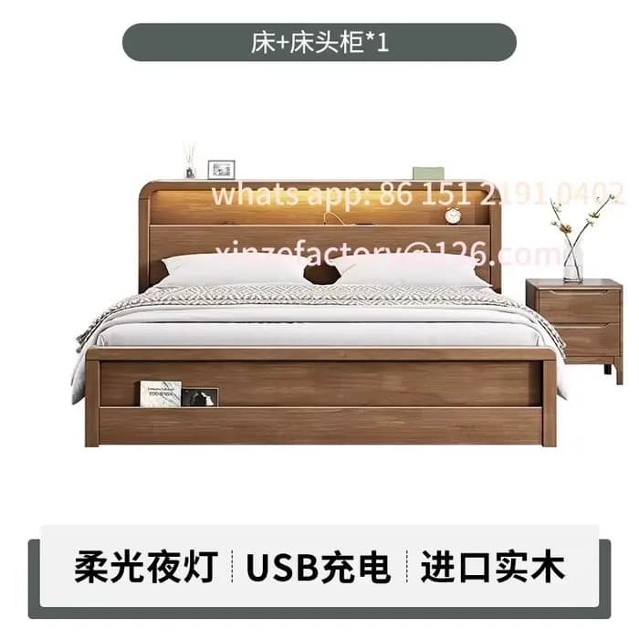 Lit nordique personnalisable en bois massif, moderne et minimaliste, 1.81.5 m1.35, chambre principal