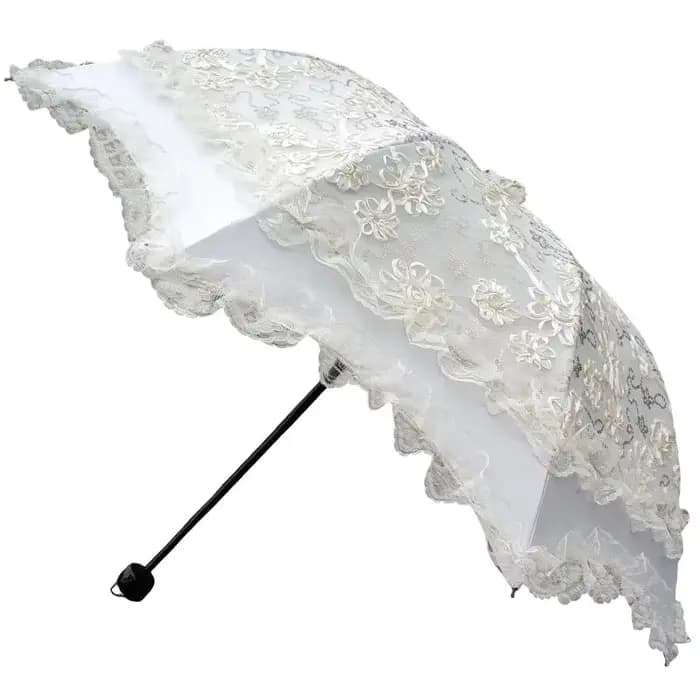 Parasol de soleil en dentelle double couche pour femme