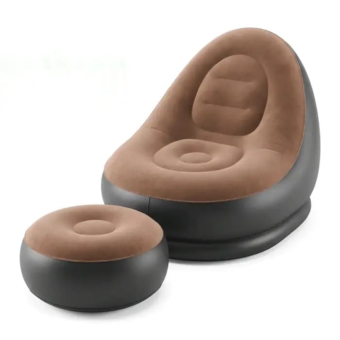 Chaise longue gonflable avec repose-pieds ottoman, chaise longue inclinable, canapé de camping portable d'extérieur, chaise de jardin