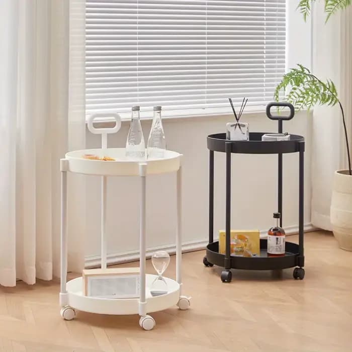 Table d'appoint élégante à 2 niveaux avec roulettes - Table chariot dans le salon | Table de canapé