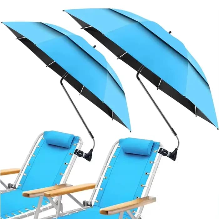 Parasol de plage double couche respirant et durable de 23 pouces avec fixation à 360° °