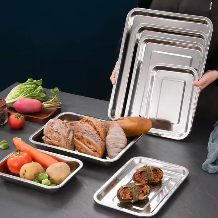 Plateau de service durable en acier inoxydable ; Idéal pour le barbecue