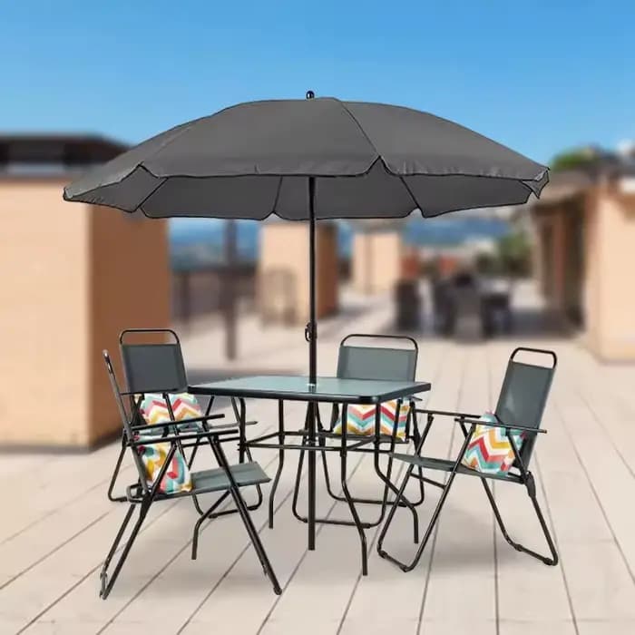 Ensemble de chaises de Table de Style européen et américain avec parapluie pliable pour salle à manger ou loisirs de plein air en hôtel dans plusieurs scénarios