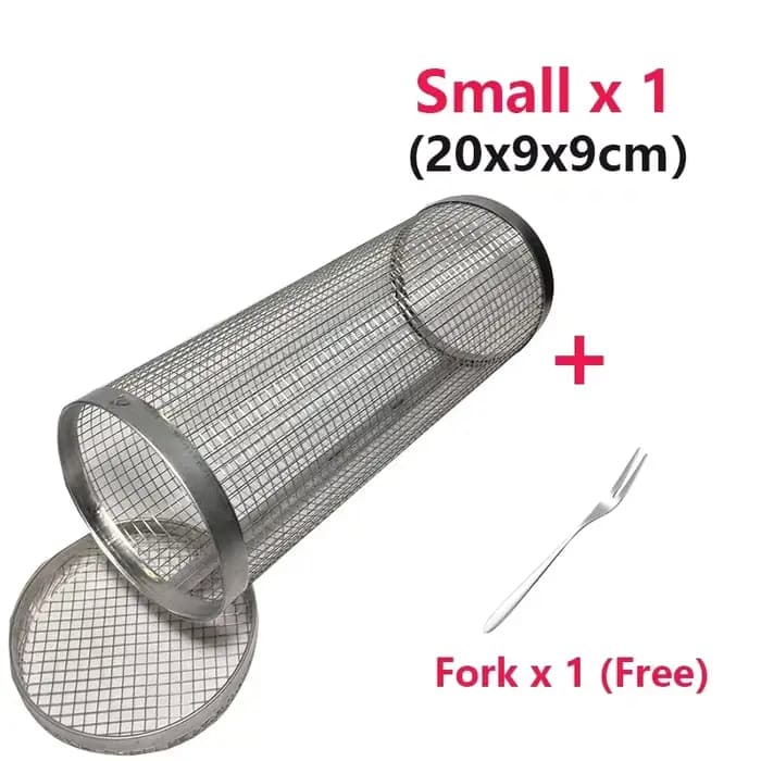 Panier de barbecue roulant-le plus grand panier à griller jamais, maille de gril ronde en acier inox