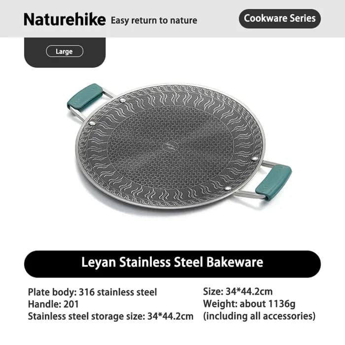 Naturehike – poêle à gril ronde antiadhésive en acier inoxydable, plaque de Barbecue, voyage Camping, poêle à frire, plateau de cuisson pour Barbecue