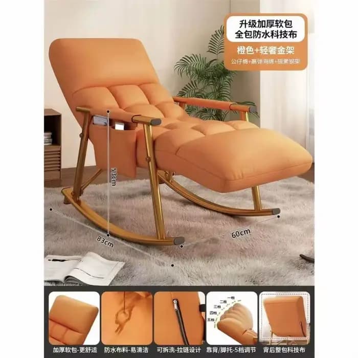 Fauteuil de balcon pliable sans structure, chaise paresseuse individuelle orange, chaise à bascule r