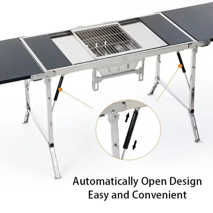 IGT Table pliante 304 en acier inoxydable série IGT ensemble Portable en plein air vacances fête Cam