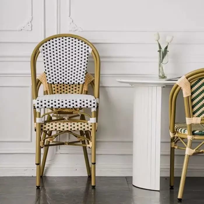 Chaises de salle à manger en rotin de jardin extérieur, chaises de salle à manger en bois de jeu, mo