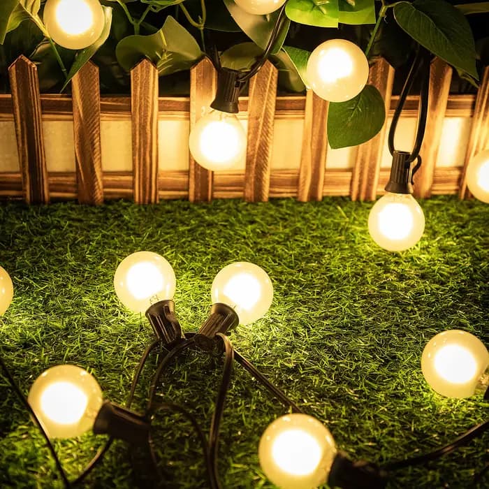 Guirlande lumineuse d'extérieur étanche G40, verre laiteux givré E12, ampoules LED de remplacement,