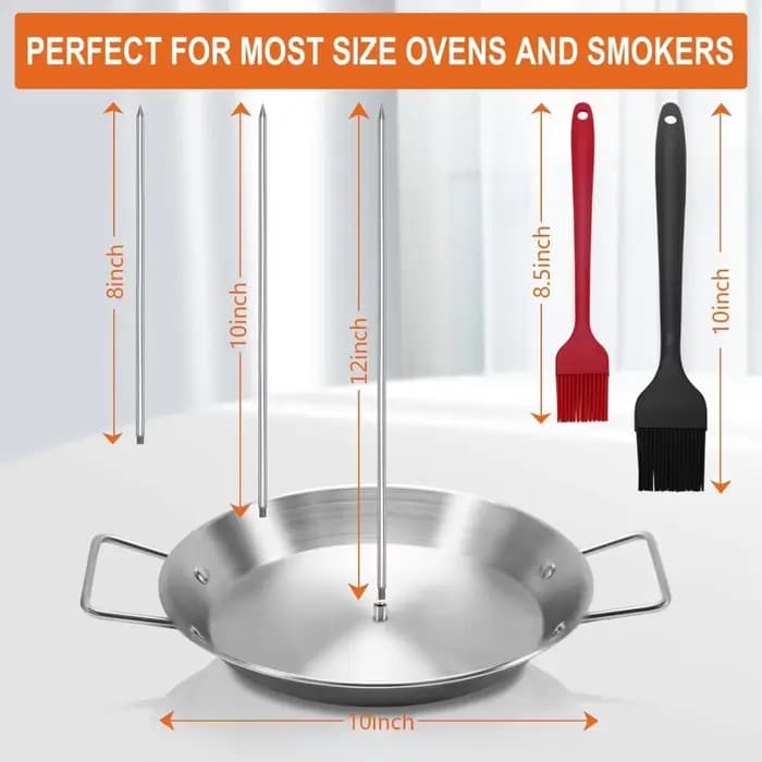 Brochette verticale en acier inoxydable pour gril, support à broche verticale brésilien avec pointes