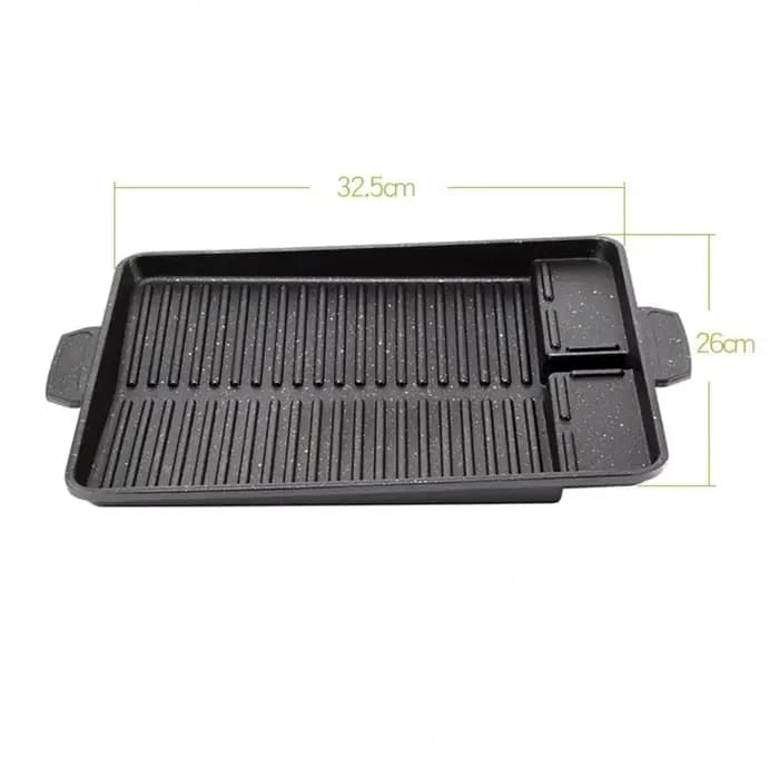 Plaque de cuisson BBQ portable 32 x 26 cm avec revêtement antiadhésif pour réchaud à gaz butane