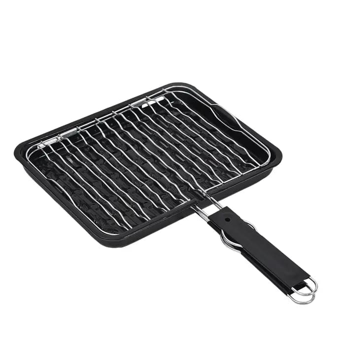 Plaque de barbecue carrée noire électroplaquée portable, outil de barbecue personnalisable pour les galettes de bœuf, utilisation en extérieur et dans la cour de la maison