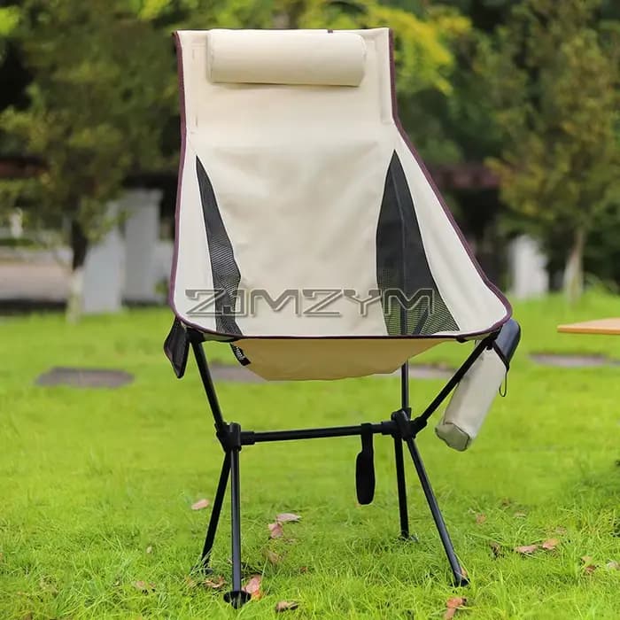 Chaise de camping pliante portable avec appui-tête, chaises de tourisme légères, chaise de pêche en