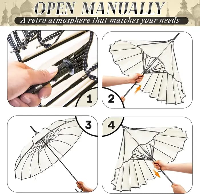 Parasol gothique pagode de 36 pouces pour la protection solaire