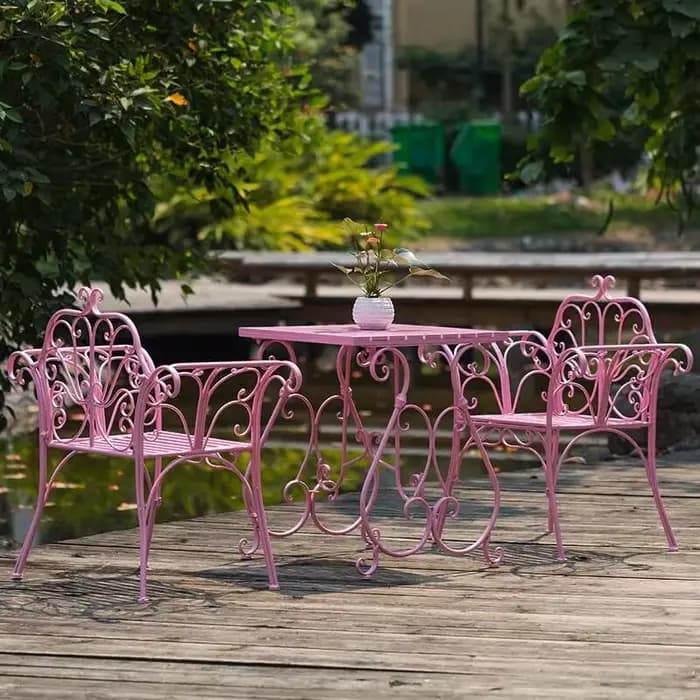 Combinaison de Table et chaise de cour européenne en fer forgé