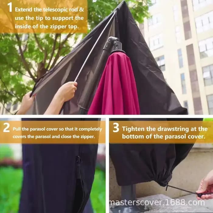 Housse de protection imperméable pour parasol cantilever d'extérieur