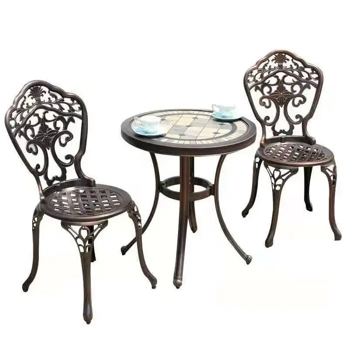 Tables et chaises en aluminium moulé pour l'extérieur, meubles de terrasse d'hôtel, table ronde en m