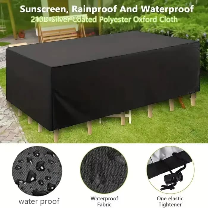 Housse de protection en tissu Oxford 210D pour Table de jardin, 1 pièce, imperméable et coupe-vent U