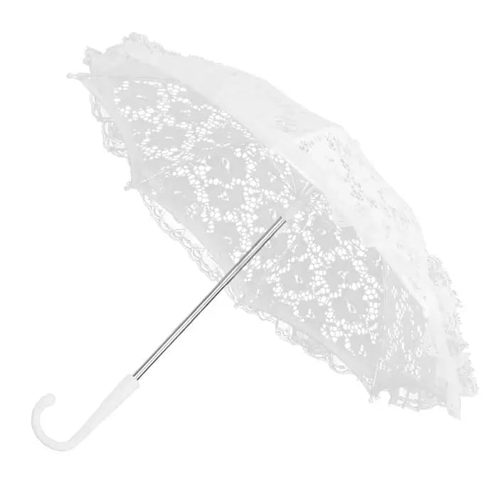 Parasol blanc vintage brodé de dentelle florale