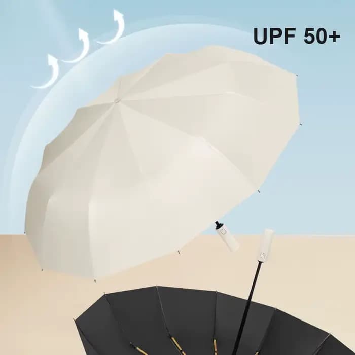Grand parapluie automatique de couleur unie, 24 os, pliable, grand Format, Protection UV, pour l'ext