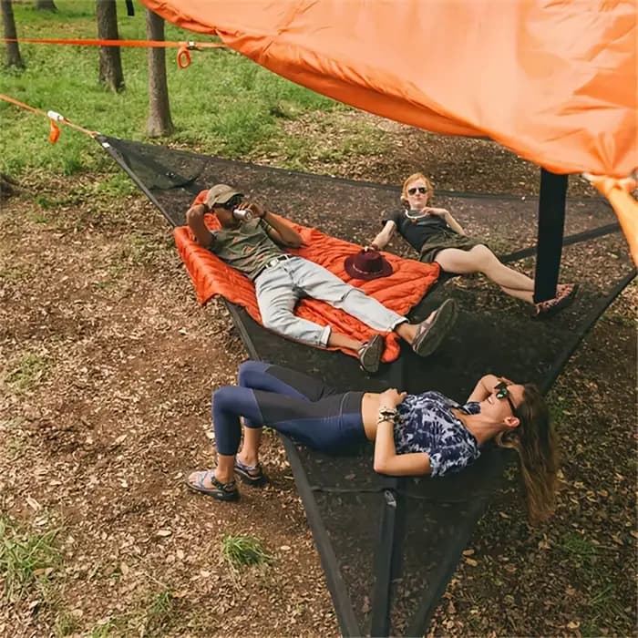 Hamac triangulaire portable en maille légère pour plusieurs personnes
