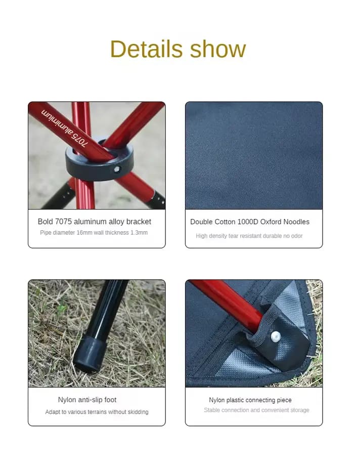 Tabouret pliant triangulaire portatif extérieur d'alliage d'aluminium épais, tabouret de Camping à j