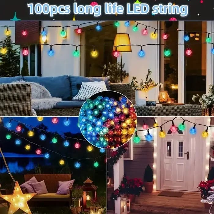 5M/6.5M étanche solaire bulle boule lumière chaîne lumières extérieure boule de cristal chaîne lumiè
