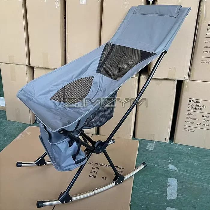 Chaise de Camping Pliante à Bascule Portable avec Dossier Haut, Sac de Rangement Astronomique, Sac d