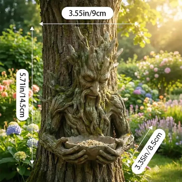 Statue de jardin en résine, mangeoire à oiseaux artistique à fixer sur arbre, résistante aux intempéries, décoration artistique pour jardin, patio et extérieur, mangeoire à graines pour oiseaux