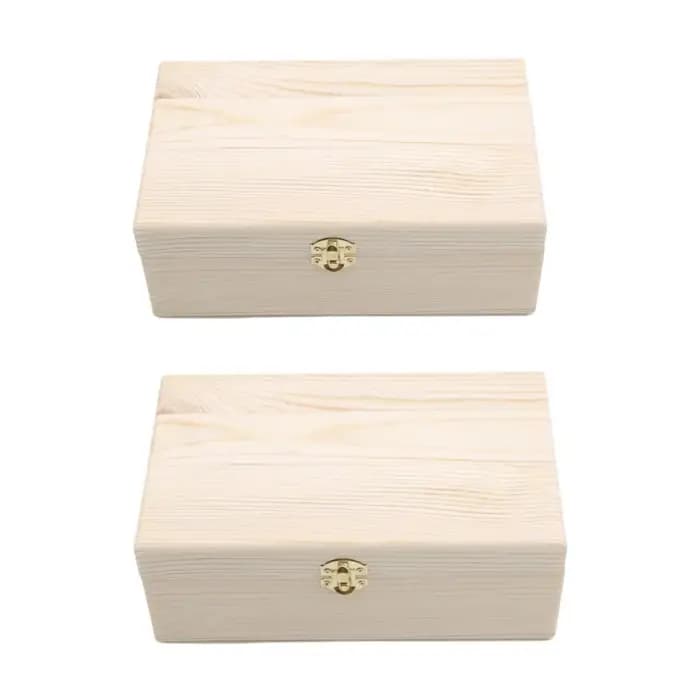 Boîte de rangement en bois rectangulaire à rabat