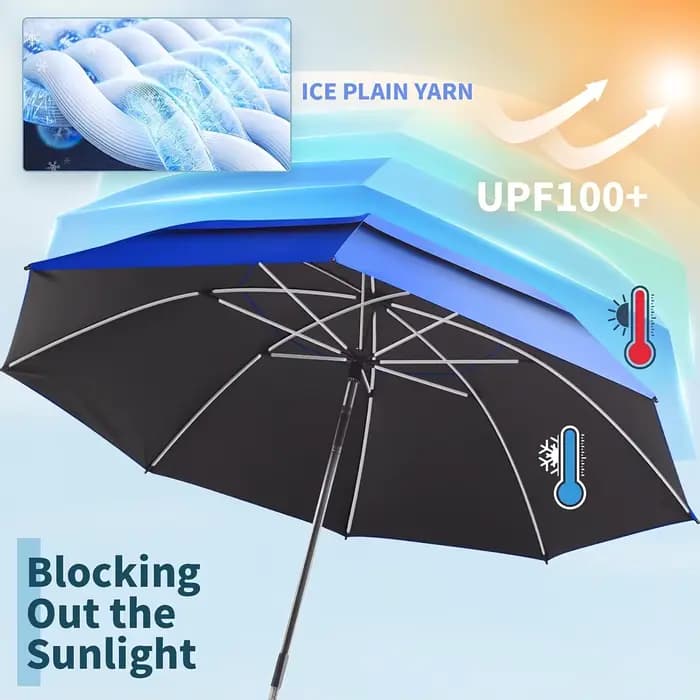 Parasol de plage anti-UV double couche – 360 ° Support rotatif universel en fer robuste pour chaise